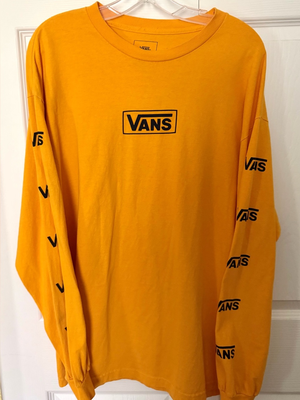 Vans Off The Wall Long Sleeve Logo Shirt ~ Skater Surf Yellow Gold VTG ~  XL